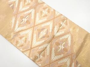 斜め格子に向かい鶴模様織り出し 袋帯